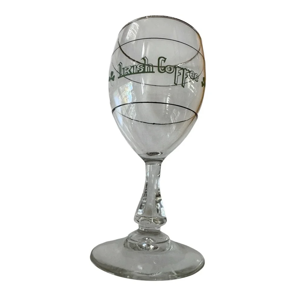 Lot 2 Vintage French‎ Irish Coffee Stem Glasses Shamrock Barware Made France